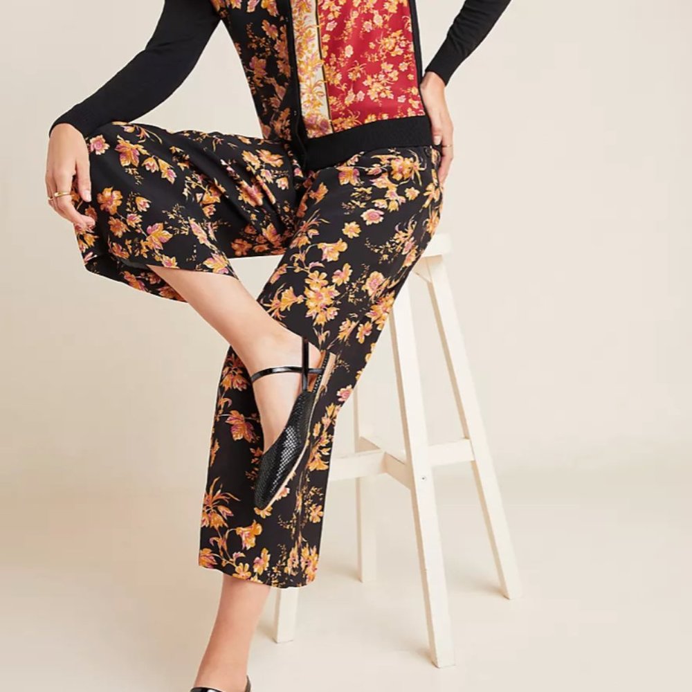 ⭐️ Della Floral Hipster Hippie Art Chic Glam Modern Elegant Wide Trouser Pants